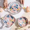 Jardín Misterioso Flor de Rosa Color Bajo Esmalte Cerámica Vajilla Doméstica Tazón Grande para Piezas de Cerdo Hervido Sopa de Pescado encurtido Venta al por Mayor