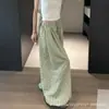 Calça Lanterna Texturizada de Xadrez Verde Feminina Verão Fina Cintura Alta Perna Larga Cropped Caimento Solto Estilo Preguiçoso Calça Casual