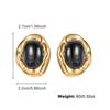 Diseño de moda transfronterizo Kenjay negro con pendientes dorados Europa y Estados Unidos color popular metal forma irregular gota de aceite tridimensional