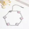 Pulsera de Acero de Titanio Trébol de Cuatro Hojas Cinco Pétalos para Mujer Banda de Mano de Lujo Ligero Joyería de Acero Inoxidable 520 Regalo Regalo de Negocios