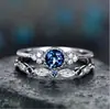Anillo Sanjie Europeo y Americano Wish nueva moda todo-partido circón anillo de mujer cobre plateado micro-incrustado anillo de esmeralda