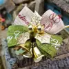 Decoración de Lazo de Campana de Navidad de Cinta Multicolor Hecha a Mano Cinta Cinta Colgante de Alambre Dorado Accesorios para Regalo de Halloween