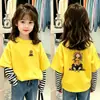 Camiseta de manga larga a rayas para niña, nuevo estilo primavera/otoño, top de cuello redondo moderno para bebés, ropa infantil holgada y casual