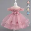 Vestido de Un Hombro de Alta Gama para Dama de Honor de Cumpleaños Boda Vestido de Presentación Vestido de Banquete Transfronterizo Vestido de Fiesta con Volantes Elegante para Niña