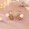 Brincos de Tarraxa Zircônia Cor Café Estilo Hong Kong Retrô Luxo Leve Moda de Alto Padrão Temperamento Brincos Cubo de Açúcar Brincos de Acessórios de Tendência de Personalidade Mulheres