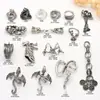 Cuentas Espaciadoras Pixiu de Plata Antigua de Xizang Transfronterizas Anillo Retro de Dragón y Serpiente Accesorios de Joyería de Mariposa Accesorios para Pulseras de Cristal DIY