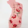 Parche de Tela de Flor de Lirio Roja y Rosa con Libélula Parche de Tela Estilo Vintage Accesorios para Manualidades