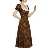 Vestido 2026 Verano Nuevo Estilo Vintage para Mujer Ajustado Manga Corta Abertura Floral Bodycon Midi