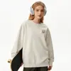 Sudadera de Algodón Pesado para Parejas, Corte Holgado, Cuello Redondo, Sin Capucha, Pulóver, Versátil, Cálida, Prenda Superior Estampada para Otoño e Invierno