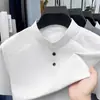 Camiseta Masculina de Manga Curta Estilo Novo de Verão para Homens de Meia-Idade e Idosos Casual de Negócios Cor Sólida Seda de Gelo Fresca Secagem Rápida Camiseta Masculina