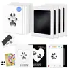 Set de Marco de Fotos Conmemorativo con Huella de Pata de Mascota con Almohadilla de Tinta Lavable para Huellas de Patas y Manos de Perro y Gato Exhibición DIY Regalo