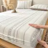 Juego de Sábana Bajera Ajustable de Algodón Puro Lavado Jacquard Pieza Única 100% Algodón Funda de Sábana Protector de Colchón Juego de Tres Piezas