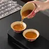 Xícara Mestra de Cerâmica Vermelha Firestone com Design de Peônia Vintage, Xícara de Chá Pequena para Uma Pessoa para Uso Doméstico, Xícara de Degustação de Conjunto de Chá de Alta Qualidade