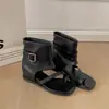 Sandalias Negras Retro sin Cierre de Suela Suave para Mujer, Nuevo Estilo Verano 2026, que Aumentan la Altura para Figuras Pequeñas, Adecuadas para Combinar con Vestidos