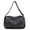 Bolsa Jeans Lavada Estilo Japonês para Mulheres, Bolsa Transversal Estilo Preguiçoso, Grande Capacidade, Bolsa de Classe Artística, Bolsa Mensageira Casual para Mulheres