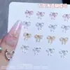 Decoraciones de Uñas con Forma de Lazo de Resina con Pedrería, Nuevos Accesorios Transparentes de Uñas con Forma de Lazo de Moda con Pedrería