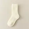 Meias Grossas de Cor Sólida com Forro de Fleece para Mulheres, Quentes de Inverno, de Cano Médio, Meias Maternidade de Terry Felpudo, Meias de Cano Médio para Mulheres