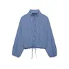 Ropa de mujer europea y americana transfronteriza ZA, la más vendida en AliExpress, camisa simple holgada de manga larga a cuadros con cordón