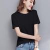 Algodão Puro Solto Gola Redonda Simples Ombro Branco Camiseta de Manga Curta Feminina Verão 2025 Nova Camiseta de Manga Curta Top