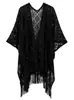 Item Popular de Comércio Exterior: Xale Tricotado Vazado para Primavera, Verão e Outono para Mulheres, Estilo Europeu e Americano, Comprimento Médio, Design de Rosto Sorridente, Fino, Xale Estilo Fenda
