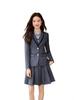 Jaqueta Cinza de Manga Longa com Gola Pequena Vestido Camisa Feminino Estilo Preppy Estudante Universitário Outono e Inverno Conjunto de Três Peças Tendência