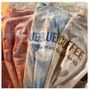 Playeras Tie-Dye con Letras Bordadas para Parejas, Camisetas de Manga Corta para Mejores Amigas, Playeras Sueltas de Verano 2025 para Mujeres