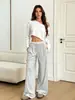 Suministro exclusivo transfronterizo: Pantalones deportivos rectos de encaje en la cintura, estilo europeo y americano, color gris, de pierna ancha, corte holgado, disponibles para dropshipping