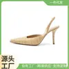 2025 Nuevo Estilo de Verano Estilo Europeo y Americano Sandalias de Tacón Alto de Una Sola Tira de Cuero de Microfibra para Mujer Son Cómodas y Versátiles 6