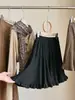 Falda plisada retro de gamuza estilo coreano con ribete de volantes, de cintura alta, adelgazante, elegante falda de paraguas línea A para mujer, colección de otoño