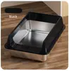 Bandeja para Arena de Gato de Acero Inoxidable Valla Alta Anti Salpicaduras Desmontable Lavable Talla M