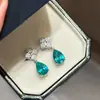 Collar y Pendientes de Moda de Alta Gama Gota de Agua de Paraíba, Combinación Suave y Elegante, Joyería de Lujo Ligero, Estilo Fresco
