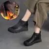 Jiezu 2025 Inverno Novo Botas Curtas Quentes de Tricô à Mão com Forro de Fleece Bico Redondo Confortáveis e Leves Couro Bovino de Primeira Camada Sapatos Femininos