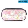 2024 Sanrio Melody Caixa de Papelaria Estojo para Canetas Desenho Animado Fofo Estojo para Canetas Meninas Tecido Camada Única Zíper Caixa de Lápis