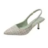 Sandalias de Malla Cruzadas Europeas y Americanas para Mujer, Estilo Francés, Sin Cierre, con Tacón Delgado y Punta Fina, Venta al por Mayor 2023 Tacones Altos en Tallas Grandes