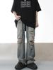 Hiphop de Calle Mayor estilo Americano Vestido Industria Pesada Jeans Rotos Pantalones Rectos Adelgazantes Sueltos de Marca de Moda para Hombre ins Trendy