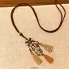 Nuevo Collar de Borlas Mariposa Estilo Chino para Mujer, Largo Estilo Étnico Bohemio, Accesorio Retro de Vacaciones Inspirado en Zen