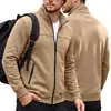 Chaqueta de Forro Polar con Cuello Alto y Cremallera, Bolsillos Laterales, Cardigan Largo Casual para Exteriores, Otoño e Invierno para Hombre, Transfronterizo de Amazon
