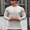 Camisa Esportiva Casual Tendência Masculina Estilo Americano Musculoso para Primavera e Outono, Cor Sólida, Camada Base de Camurça com Manga Longa, Camisa de Corrida Masculina