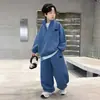 Ropa para niños para niños, conjunto de sudadera casual de medio cuello, talla grande, conjunto deportivo de dos piezas holgado para primavera y otoño 2026, moderno transfronterizo