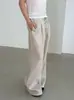 Pantalones de pierna ancha de Tencel y lino para mujer YIMEINIJIA Verano 2026 Estilo Old Money Elegantes Finos de pierna recta Casuales