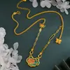 Set de Bolsas con Candado Xiangyun Esmaltado Cadena Tendencia Rima Nacional Colgante Ping An Ruyi Elegante Moda Retro Colgante Versátil Joyería