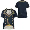 Exclusivas Transfronteiriças Europeias e Americanas Camisetas de Verão com Mangas Curtas Estampadas em 3D Moda de Rua Soltas Casuais Camisetas Masculinas
