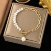 Pulsera de Perlas Barrocas de Agua Dulce al por Mayor Transfronteriza, Estilo Coreano Dongdaemun, Sencilla, Moderna, Versátil Pulsera de Perlas