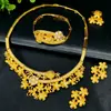 Juego de Joyería Nupcial de Boda Dubái Chapado en Oro de 24 Quilates para Oriente Medio Joyería Negra para Mujer Collar con Diamantes Completos Pendientes Pulsera