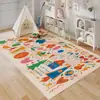 Tapete de Engatinhar Infantil Desenho Animado Fofo, Tapete para Sala de Estar, Quarto, Cabeceira da Cama, Tapete de Chão Antiderrapante e Resistente a Manchas, Tapete Completo de Grande Área