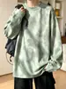 Sudadera juvenil, sudadera de cuello redondo para hombre, tie-dye pesado, otoño, corte holgado, chaqueta de marca retro americana de moda con tachuelas