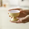 Mo Ji amarelo claro Xícara de Chá Cerâmica Delicada Pé Alto Xícara de Degustação de Chá para Casa Jogo de Chá Kung Fu Xícara Única Boca de Flor Xícara Mestre Rosa