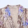 Novos Tops de Seda Moda Cruzados de Botão Duplo com Estampa de Renda Estilo Europeu e Americano Roupas Femininas com Temperamento do Sudeste Asiático