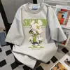 Camiseta de Manga Corta Oversize de Peso Pesado para Pareja Verano 2025 Estampado de Personaje de Dibujos Animados Top Holgado Versátil de Moda