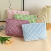 Bolsa de Cosméticos de Pana a Cuadros Bolsa Acolchada de Almacenamiento para Mujer Portátil Bolsa de Momia de Gran Capacidad Bolsa de Almacenamiento de Cosméticos